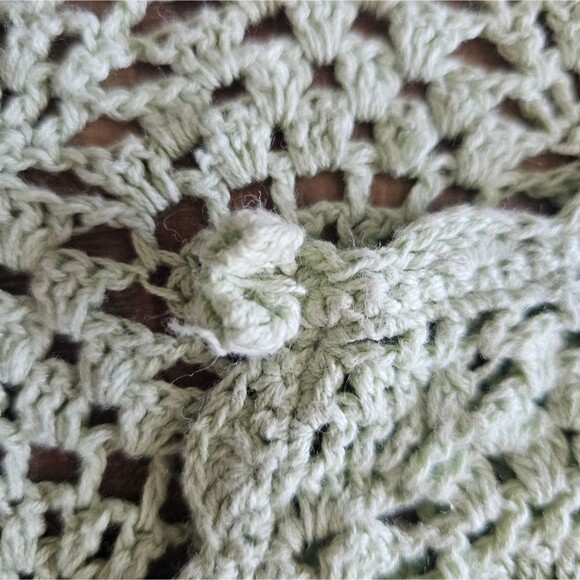 Bay Studio Crochet Knit Cardigan Sz XL Soft Sage Green Vintage Cottagecore Y2K - Picture 7 of 16